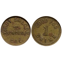 CA - Sonora,Tuolumne County - c1905 - Verdi Saloon Token