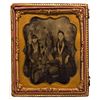 Image 1 : Dakota South - 1860 - Native American Man with Children Ferrotype in an Ambrotype Frame