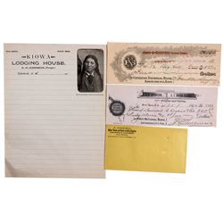 OK - c1890 - Indian Territory Checks, Letter and Envelope