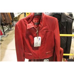 ID RED LEATHER JACKET SIZE 8