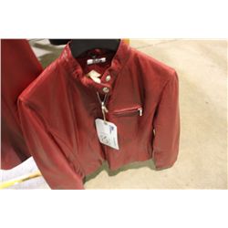 BAY RED LEATHER JACKET SIZE UNKNOWN