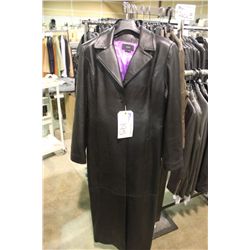 IDENTIFY FULL LENGTH BLACK LEATHER JACKET SIZE