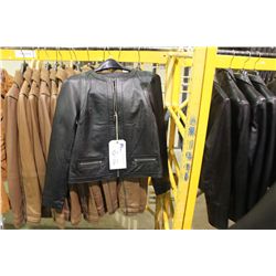 IDENTIFY BLACK COLLARLESS LEATHER JACKET SIZE 6