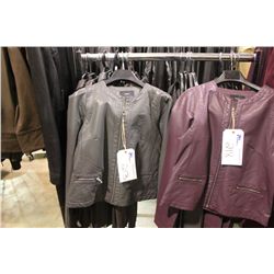 IDENTIFY GREY COLLARLESS LEATHER JACKET SIZE 8