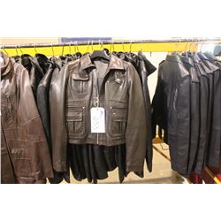 BROWN COLLARED LEATHER JACKET SIZE UNKNOWN