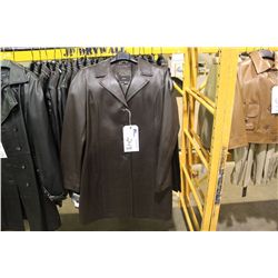 IDENTIFY DARK BROWN KNEE LENGTH LEATHER JACKET