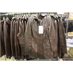 IDENTIFY BROWN KNEE LENGTH LEATHER JACKET SIZE 4
