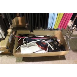 BOX OF ASSORTED PURSES & BELTS