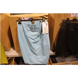 IDENTIFY BABY BLUE LEATHER KNEE LENGTH SKIRT SIZE
