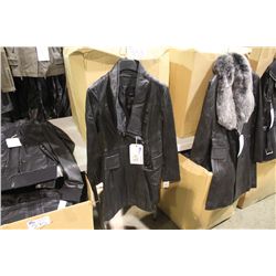 IDENTIFY LONG BLACK LEATHER JACKET SIZE 2
