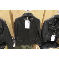IDENTIFY SHORT COLLARED BLACK LEATHER JACKET SIZE