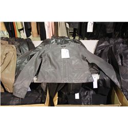 IDENTIFY GREY COLLARLESS LEATHER JACKET SIZE 8