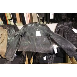 IDENTIFY BLACK COLLARLESS LEATHER JACKET SIZE 8