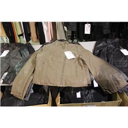 IDENTIFY BROWN SHORT COLLAR LEATHER JACKET SIZE