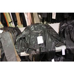 IDENTIFY BLACK LEATHER BELTED JACKET SIZE 4
