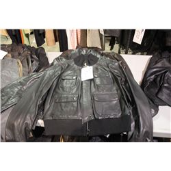 BLACK LEATHER BOMBER STYLE JACKET SIZE UNKNOWN