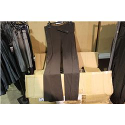 BOX OF BROWN FABRIC PANTS APPROX 14 PAIRS