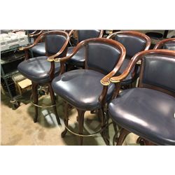 MAHOGANY FRAMED LEATHER BAR CHAIR