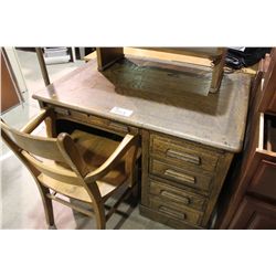 OAK DESK , END CHAIR & TABLE