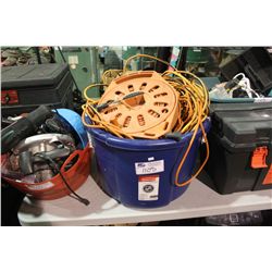 ASSORTED TOOLS AND ELECTRICAL CONTENTS ON TABLE