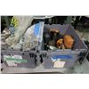 Image 1 : 2 CRATES WITH ASSORTED FASTNERS AND CORDLESS TOOLS