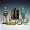 Image 1 : Quinqué en forma de atheniènne estilo Imperio en bronce dorado y mármol negro.