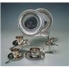 Image 1 : Pareja de tazas en plata punzonada y una tercera en plateado, h.1900