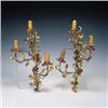 Image 1 : Pareja de apliques de tres luces en forma de ramos y flores en calamina dorada y policromada, pps. S