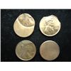 Image 1 : 4 ERROR LINCOLN CENTS OFF CENTER, CUD, DOUBLE CLIP