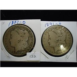 1887-O & 91-O MORGAN SILVER DOLLARS