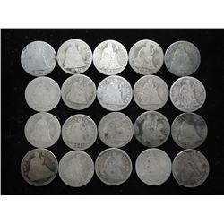 20 ASSORTED SEATED LIBERTY DIMES