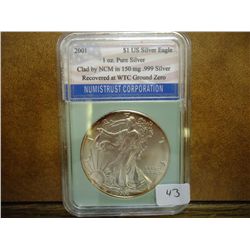 2001 AMERICAN SILVER EAGLE NTC WORLD TRADE CENTER