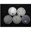 Image 2 : 5 (HOLED)  SEATED LIBERTY HALF DIMES