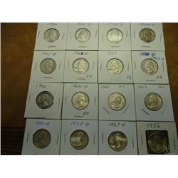 16 ASSORTED WASHINGTON SILVER QUARTERS