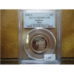 2002-S SILVER INDIANA QUARTER PCGS PR69 DCAM
