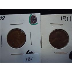 1909 (FINE) & 1911-D LINCOLN CENTS