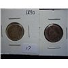 Image 1 : 1890 & 91 SEATED LIBERTY DIMES