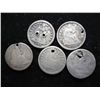 Image 1 : 5 (HOLED) SEATED LIBERTY HALF DIMES
