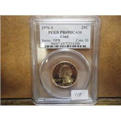 1976-S WASHINGTON QUARTER PCGS PR69 DCAM