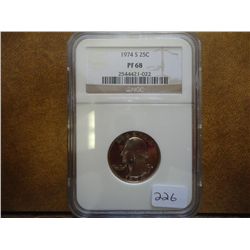 1974-S WASHINGTON QUARTER NGC PF68