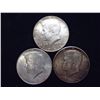 3 ASSORTED 1964 SILVER KENNEDY HALF DOLLARS