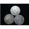 Image 1 : 1903,04 & 09 BARBER HALF DOLLARS