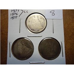 1875-CC, 76-CC & 77-CC SEATED LIBERTY DIMES