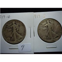 1919-D & S WALKING LIBERTY HALF DOLLARS