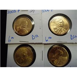 2003,04,06 & 08 SACAGAWEA DOLLARS (BU)
