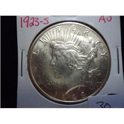 1923-S PEACE SILVER DOLLAR AU