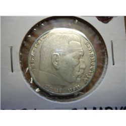 1938-A GERMANY 2 MARKS SILVER WITH SWASTIKA