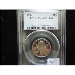 1989-S WASHINGTON QUARTER PCGS PR69 DCAM
