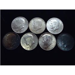 7-40% SILVER KENNEDY HALF DOLLARS