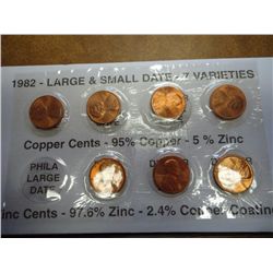 1982-7 VARIETIES LINCOLN CENT SET (UNC)